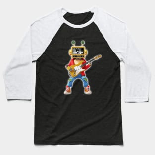 Rock and Roll Robot Plays Lead Guitar with a TV Head Chuck Berry Music Video Robot Baseball T-Shirt